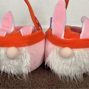 Two brand new garden gnome Easter basket egg hunt